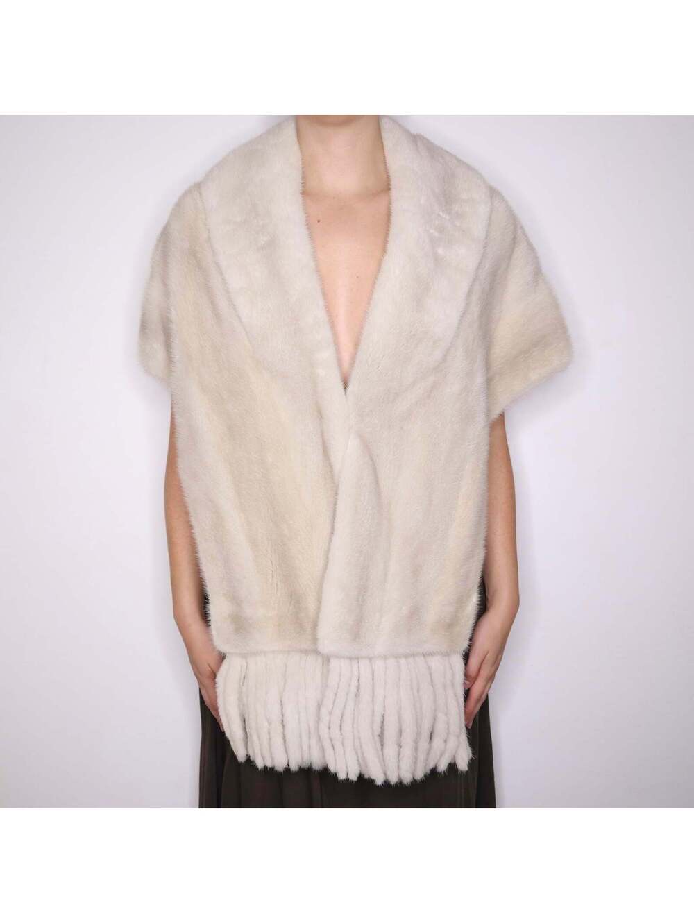 90s Light Grey Mink Fur With Tassels (S/M/L)
